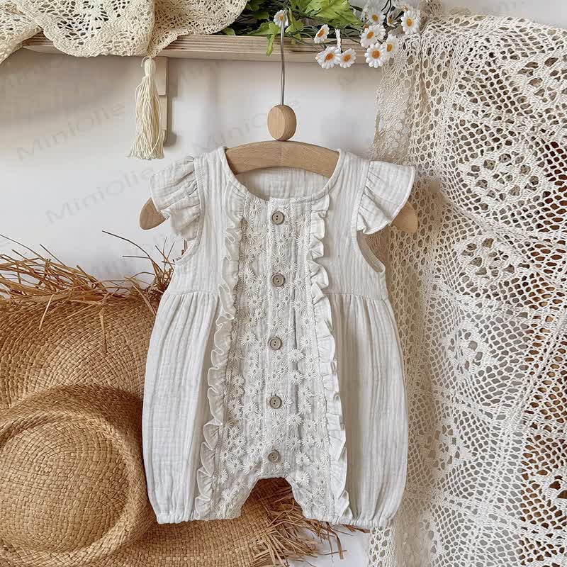 Baby Vintage Floral Lace Cotton Romper - image 9