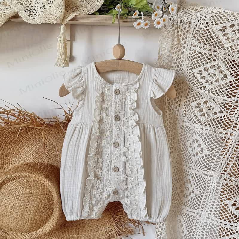 Baby Vintage Floral Lace Cotton Romper - image 9