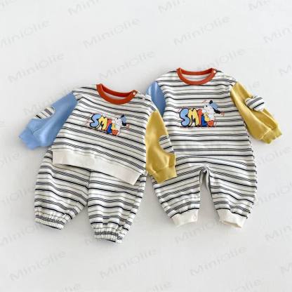 SMILE Colorblock Stripe Baby Romper/Set - image 2