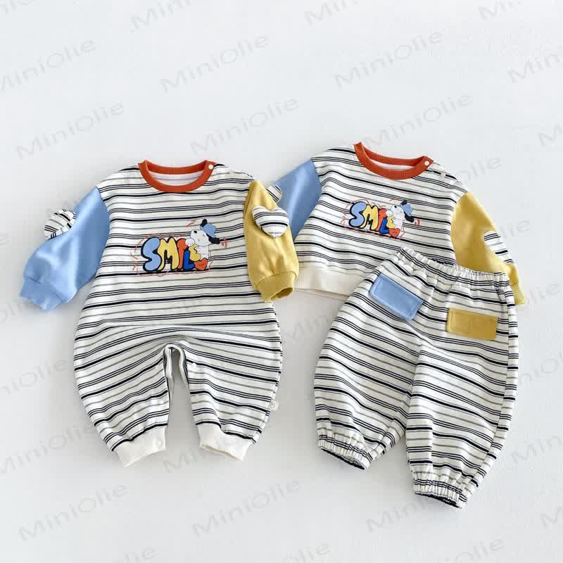 SMILE Colorblock Stripe Baby Romper/Set - image 1