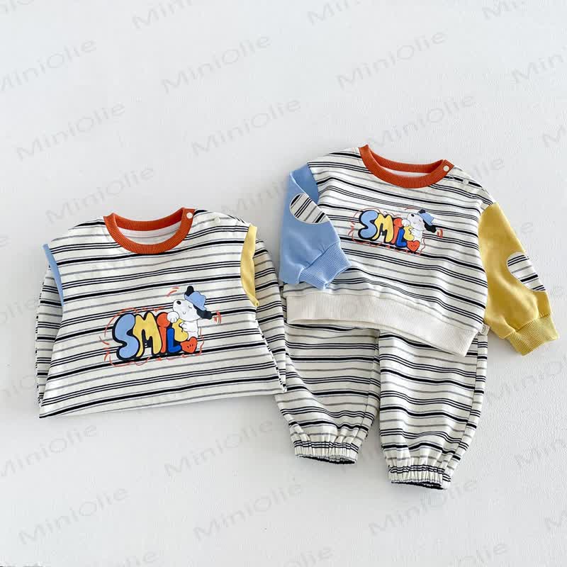 SMILE Colorblock Stripe Baby Romper/Set - image 4