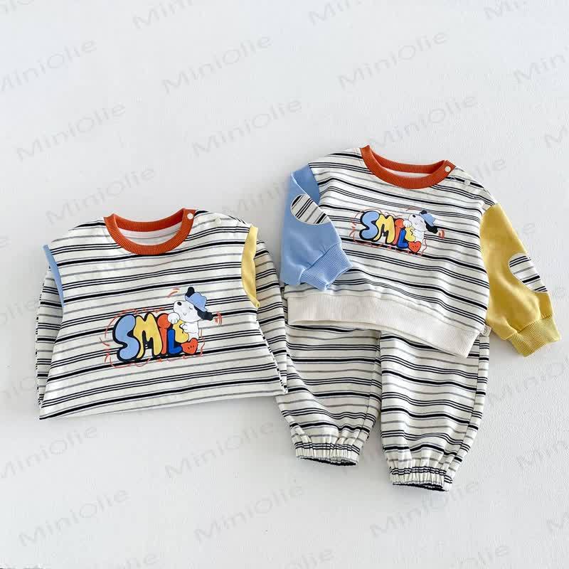 SMILE Colorblock Stripe Baby Romper/Set - image 4