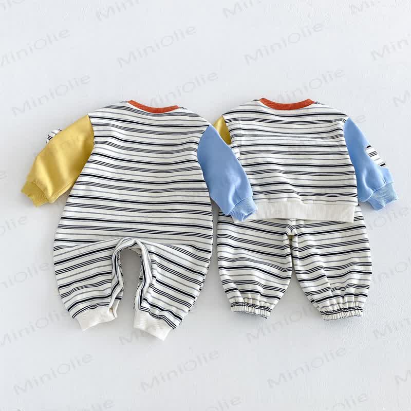 SMILE Colorblock Stripe Baby Romper/Set - image 5
