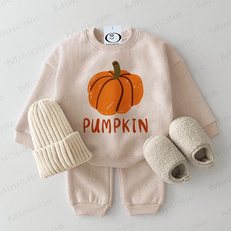 PUMPKIN Baby Beige Sweatshirt 2-piece Set - Beige - 2-3T - image 1