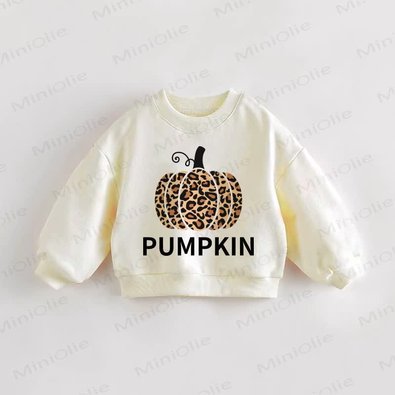 PUMPKIN Baby Toddler Leopard Print Pumpkin Cream Sweatshirt - Cream - 3-5T - image 1