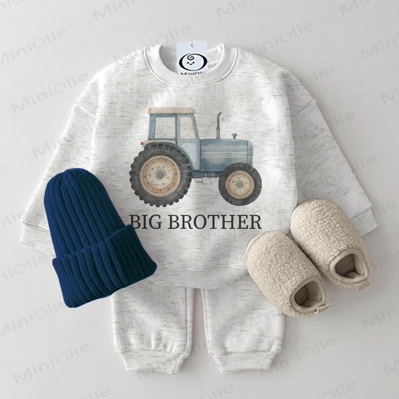 BIG BROTHER Baby Vehicle Light Grey 2-piece Sweatshirt Set - Light Grey - 2-3T - image 1