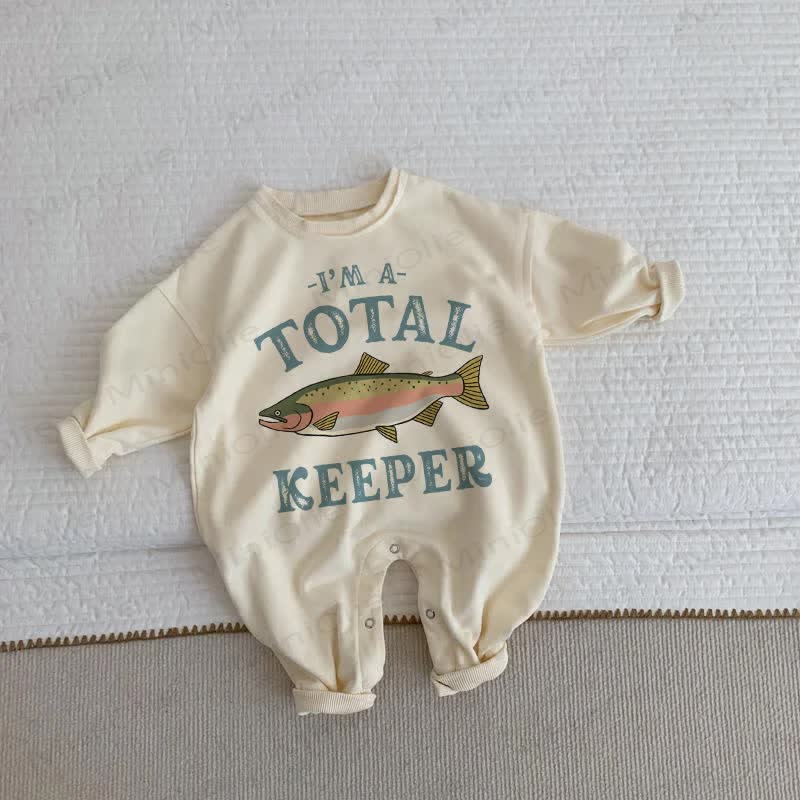  I'M A TOTAL KEEPER Baby Toddler Fish Beige Romper - Beige - 2-3T - image 1