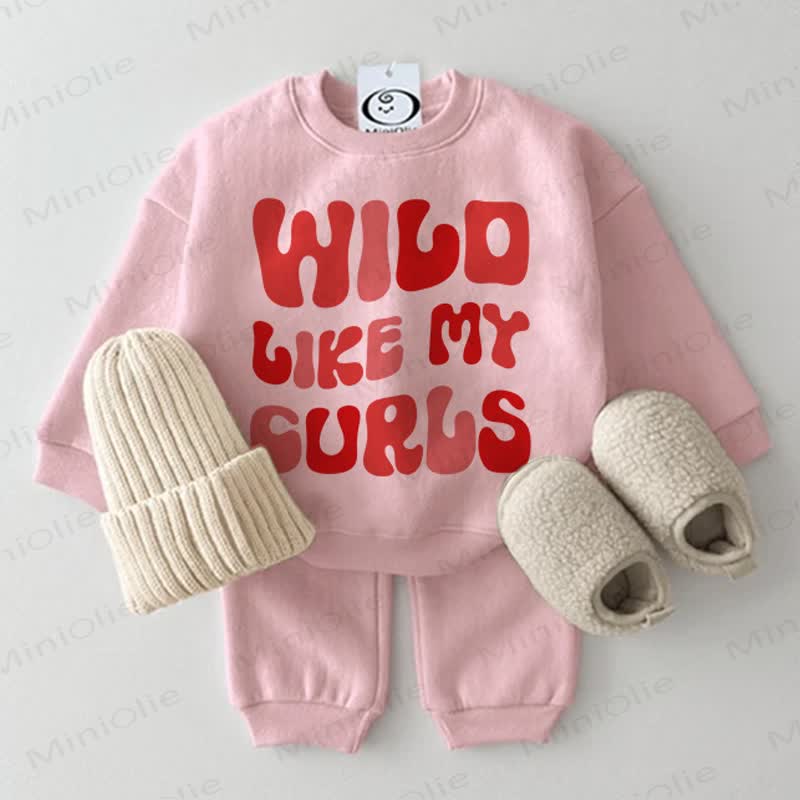 WILD LIKE MY CURLS Baby Pink Sweatshirt and Pants 2-piece Set - Pink - 2-3T - image 1