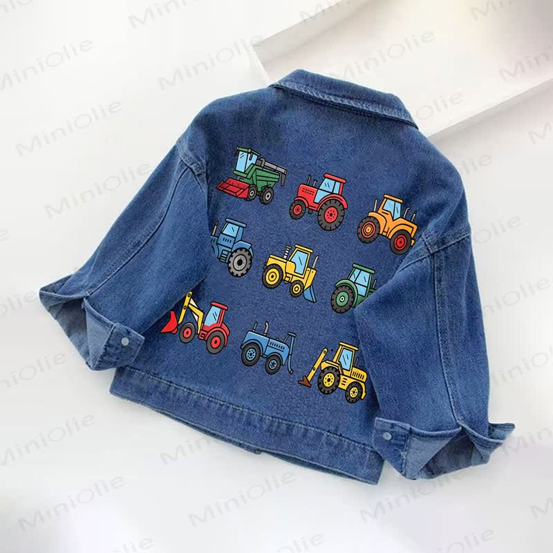Toddler Kid Cartoon Vehicle Print Denim Jacket - image 2