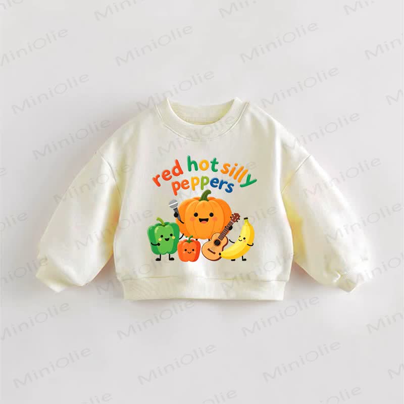RED HOT SILLY PEPPERS Baby Toddler Cream Sweatshirt - Cream - 3-5T - image 1