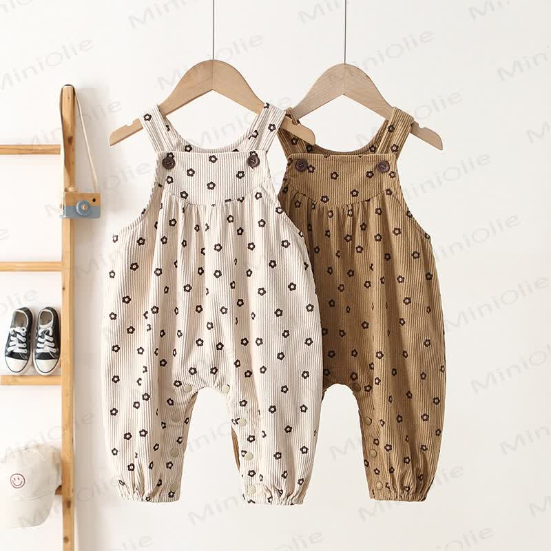 Baby Floral Corduroy Strap Overalls - image 1