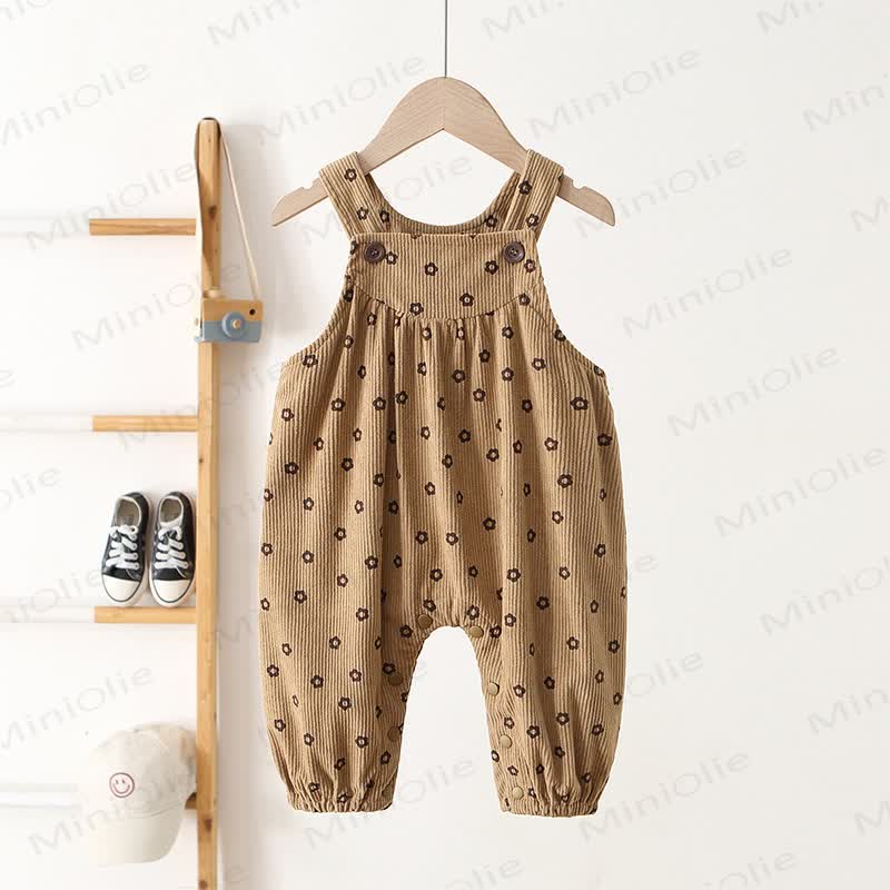 Baby Floral Corduroy Strap Overalls - Brown - 3-4T - image 3