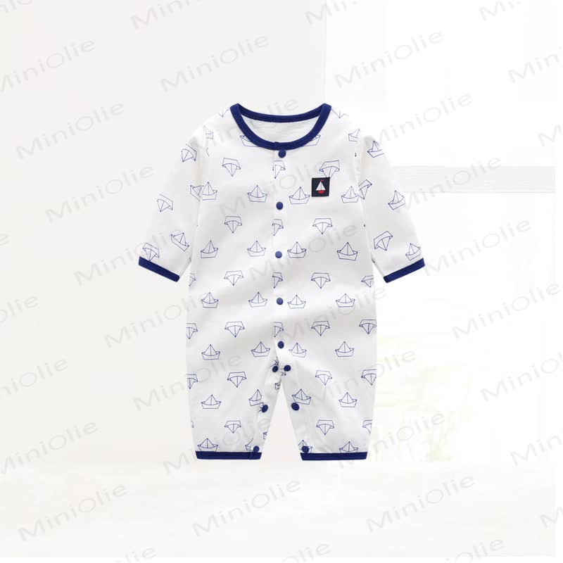 Baby Striped Sailboat Snap Front Romper - Boat - 18-24M - image 5