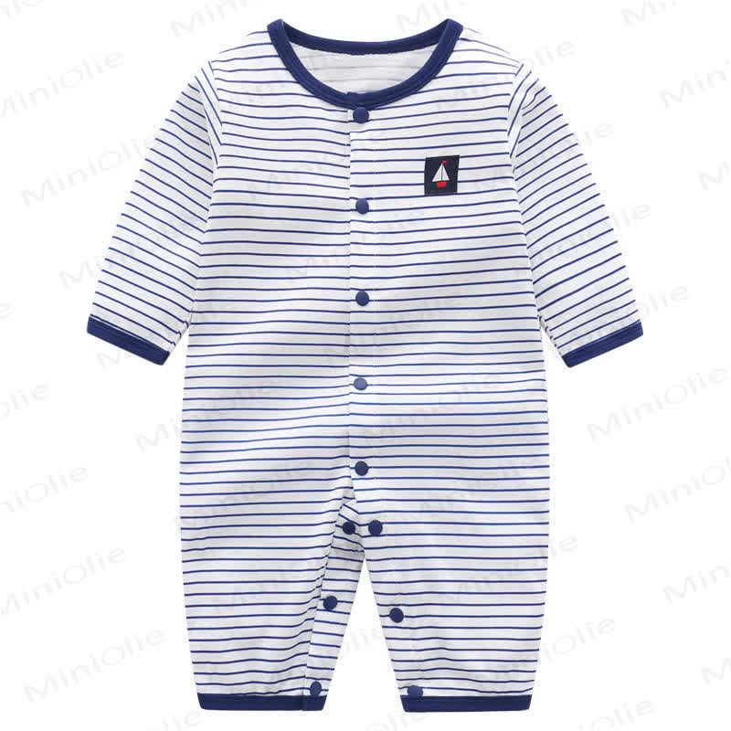Baby Striped Sailboat Snap Front Romper - image 2