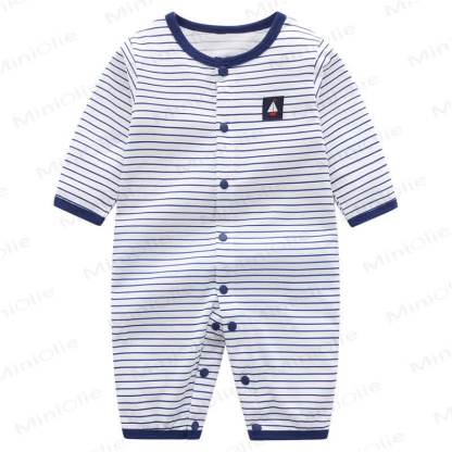 Baby Striped Sailboat Snap Front Romper - image 2