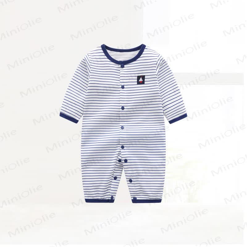 Baby Striped Sailboat Snap Front Romper - Stripes - 18-24M - image 1