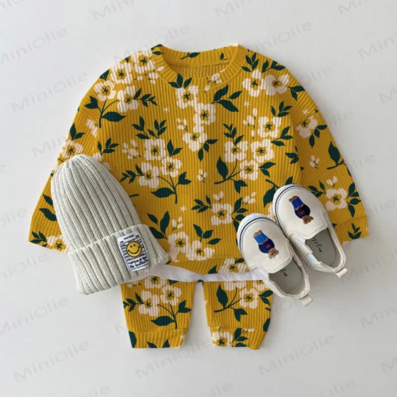 Baby Yellow Flower Waffle 2-piece Set - Yellow - 2-3T - image 1