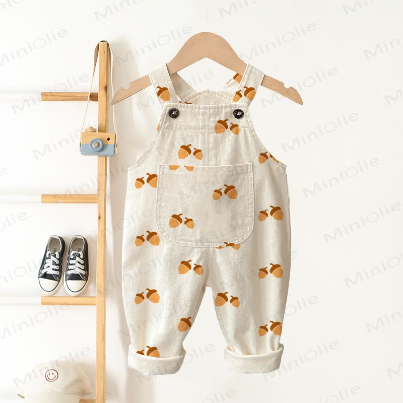 Baby Toddler Acorn Beige Pocket Overalls - Beige - 3-5T - image 1