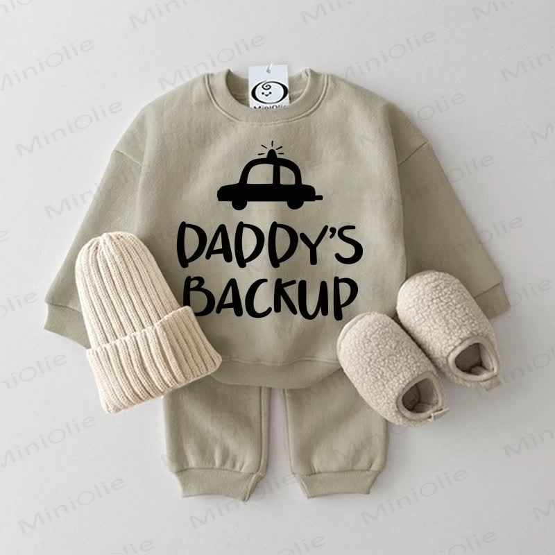 DADDY'S BACKUP Baby Grey Green Sweatshirt 2-piece Set - Grey Green - 2-3T - image 1