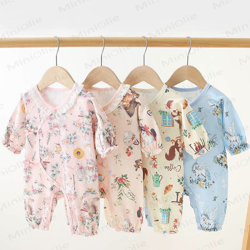 Baby Floral/Animal Wrap Long Sleeve Romper - image 1