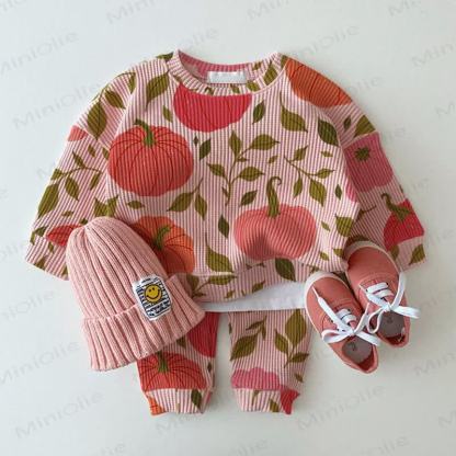 Baby Pumpkin Print Pink Waffle 2-piece Set - Pink - 2-3T - image 1