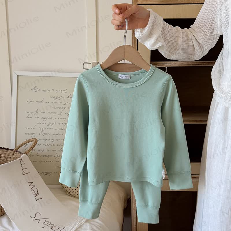 Toddler Solid Color Crew Neck Top and Pants Pajama 2-piece Set - Gray Green - 10-11T - image 4