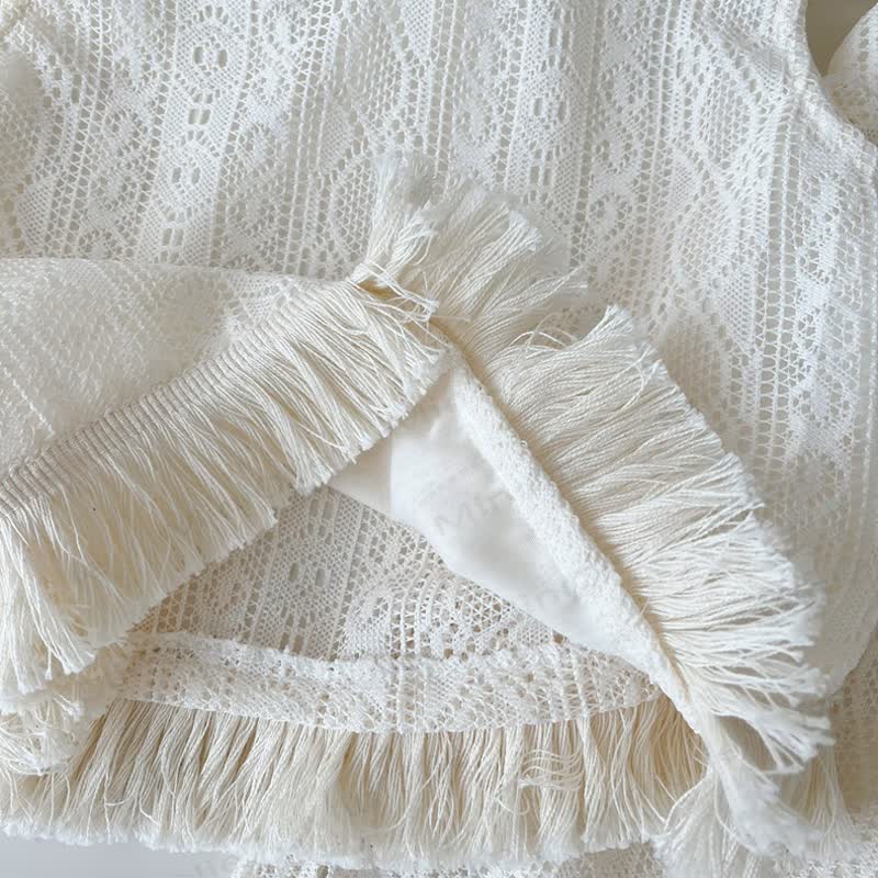 Toddler Girl White Crochet Tassel Sleeveless Top and Pants 2-piece Set - image 5