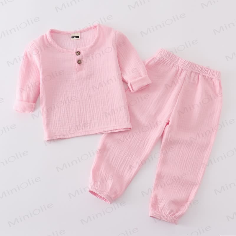 Toddler Baby Solid Color Crinkled Top and Pants 2-piece Set - Pink - 6-7T - image 7