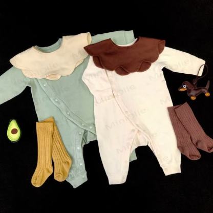 Baby Solid Color Side Snap Thickened Romper - image 1