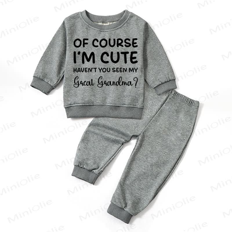 OF COURSE I'M CUTE HAVEN'T YOU SEEN MY GREAT GRANDMA Baby 2-piece Set - Deep Gray - 2-3T - image 8