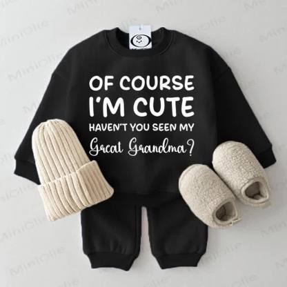 OF COURSE I'M CUTE HAVEN'T YOU SEEN MY GREAT GRANDMA Baby 2-piece Set - Black - 2-3T - image 7