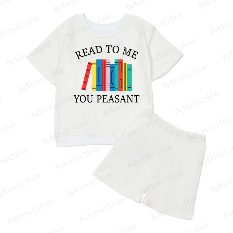 READ TO ME YOU PEASANT Toddler Baby Short Sleeve 2-piece Set - White - 2-3T - image 1