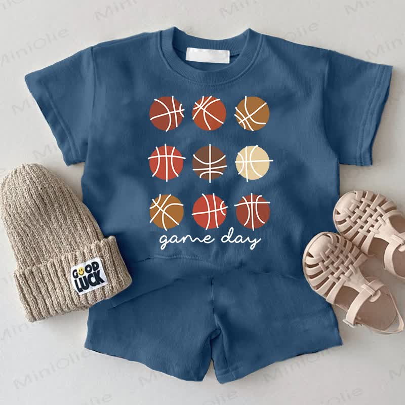 GAME DAY Toddler Baby Short Sleeve 2-piece Set - Blue - 2-3T - image 1