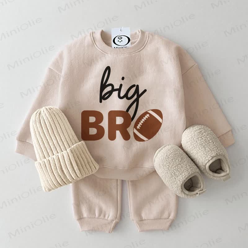 BIG BRO Baby Football Beige Sweatshirt 2-piece Set - Beige - 2-3T - image 1
