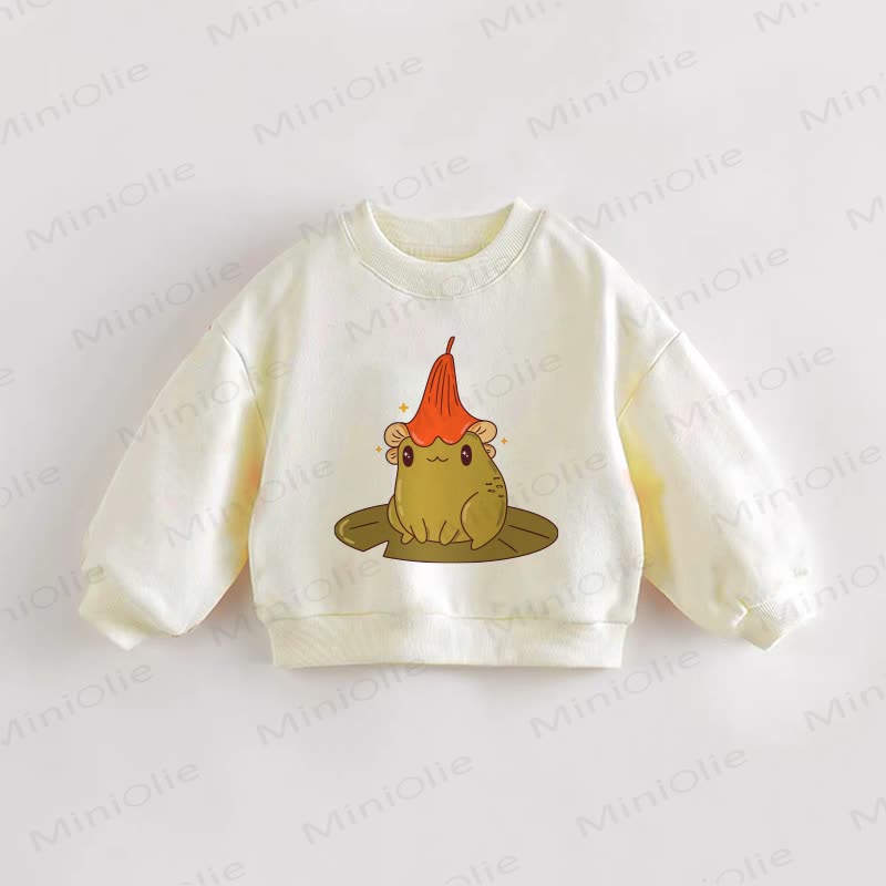 Baby Toddler Frog Cream Sweatshirt - Cream - 3-5T - image 1