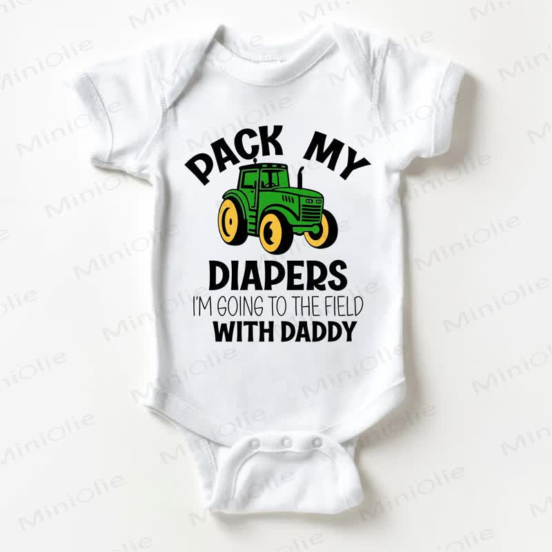 PACK MY DIAPERS I'M GOING TO THE FIELD WITH DADDY Baby White Bodysuit - White - 18-24M - image 1