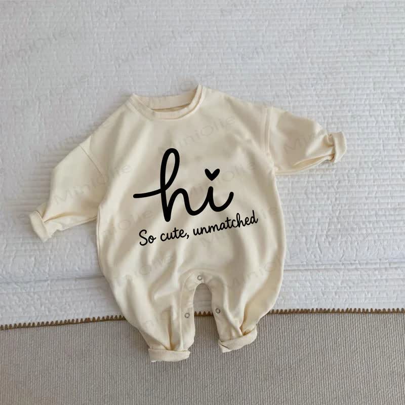 HI SO CUTE, UNMATCHED Baby Beige Romper - Beige - 2-3T - image 1