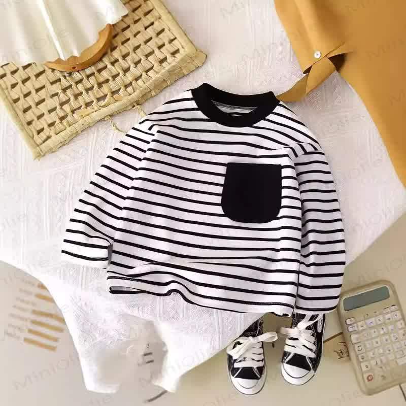 Toddler Soft Striped Long Sleeve Shirt - White - 8-9T - image 4