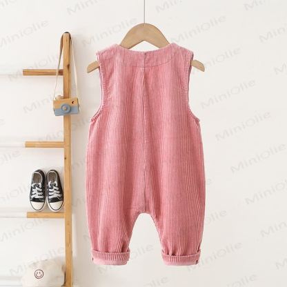 Baby Toddler Girls Mushroom Corduroy Peter Pan Collar Overalls - image 4
