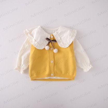 Toddler Girl Bow Knit Vest and Denim Pants 3-piece Set - image 5