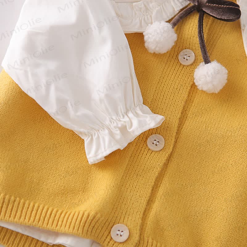 Toddler Girl Bow Knit Vest and Denim Pants 3-piece Set - image 9