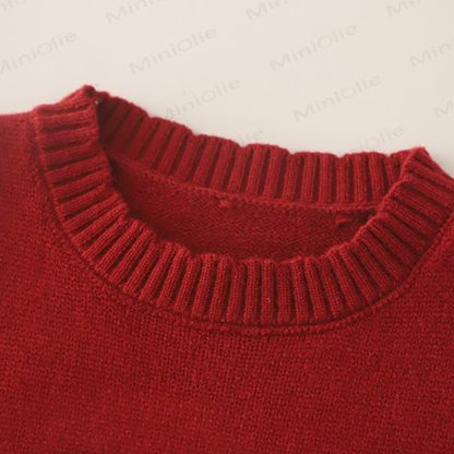 Toddler Girl Mushroom Knit  Vest and Dot Pants 3-piece Set - image 5