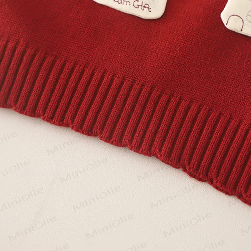 Toddler Girl Mushroom Knit  Vest and Dot Pants 3-piece Set - image 7