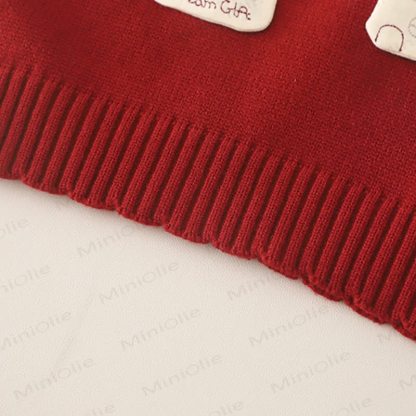 Toddler Girl Mushroom Knit  Vest and Dot Pants 3-piece Set - image 7