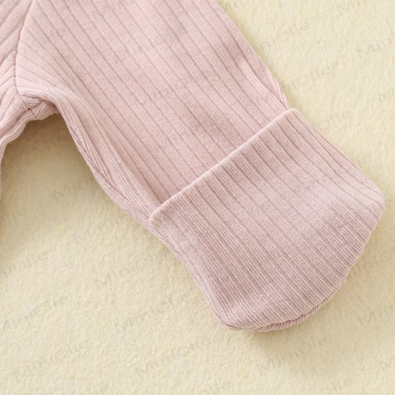 Baby Solid Color Ribbed Long Sleeve Zip Romper - image 14