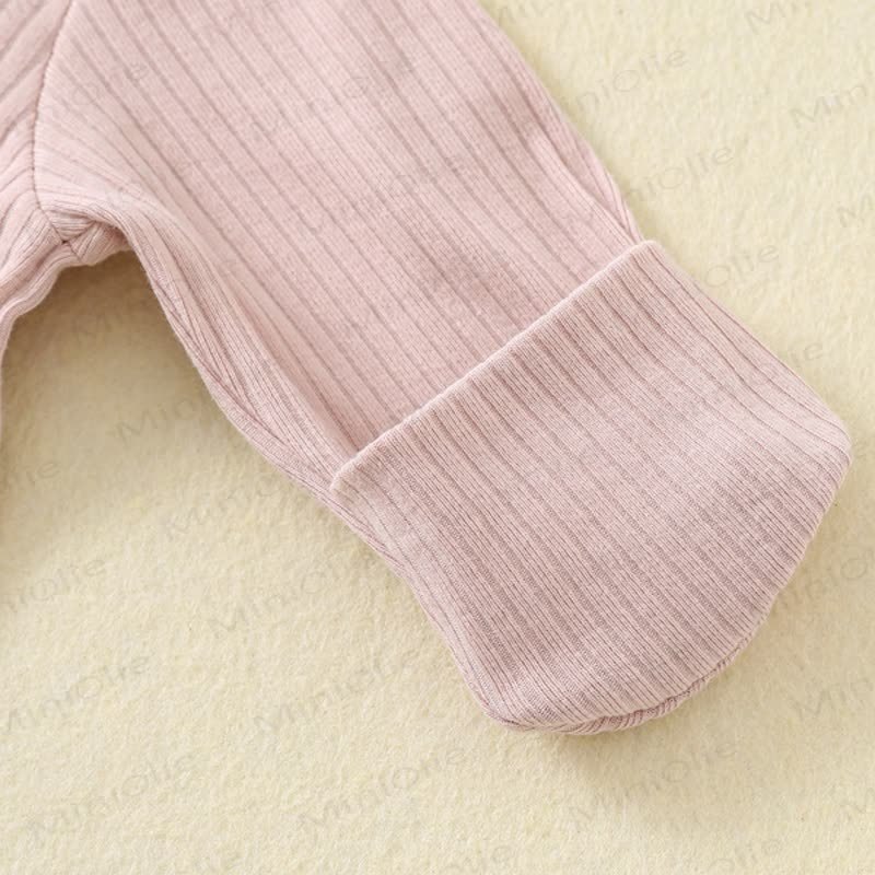 Baby Solid Color Ribbed Long Sleeve Zip Romper - image 14