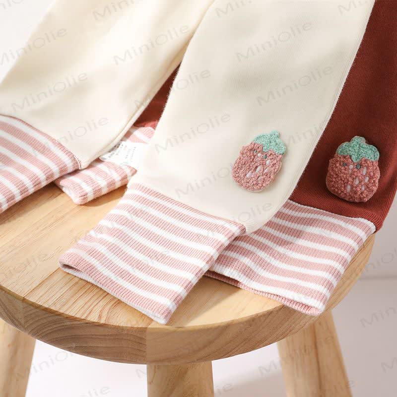 Toddler Baby Strawberry/Flower Applique Striped Cuff Leggings - image 10