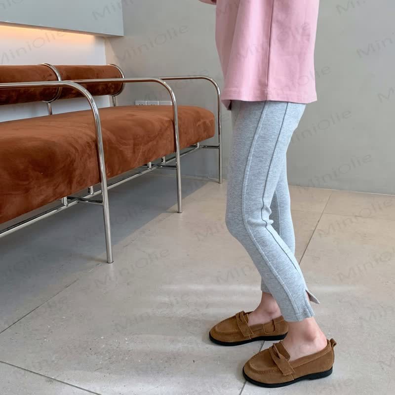 Toddler Girl Solid Color Side Slit Leggings - Light Gray - 8-9T - image 4