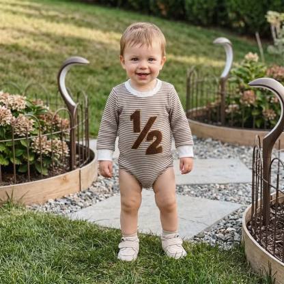 1/2 Baby Striped Number Bodysuit - image 5