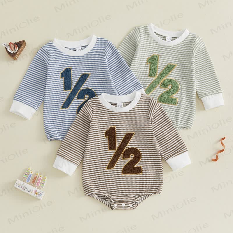 1/2 Baby Striped Number Bodysuit - image 1